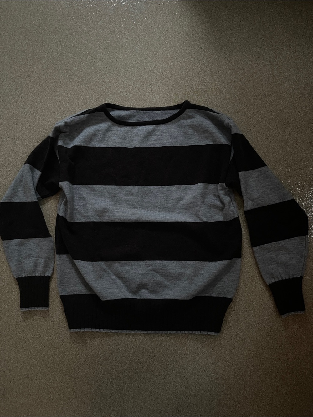 Men's Black & Gray Striped Crewneck Sweater